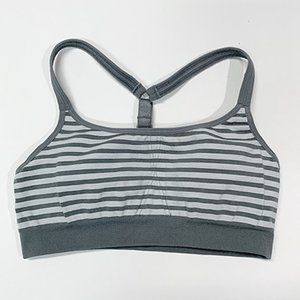 Athleta Gray Striped Sports Bra